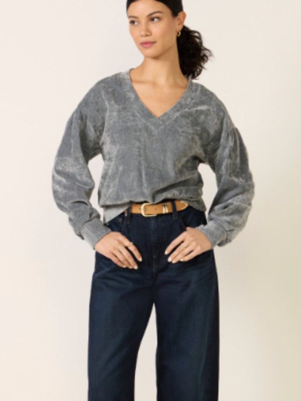 Evereve Velour Pullover - Green